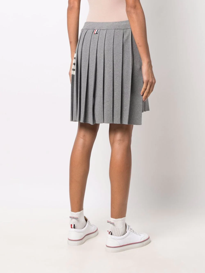 Shop Thom Browne 4-bar Pleated Mini Skirt In Grey