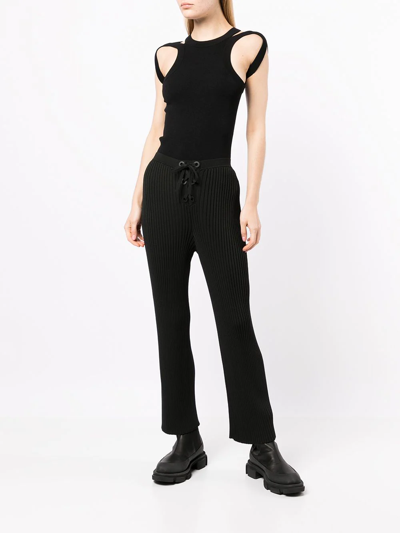 Shop Dion Lee Ribbed Lace-up Trousers In Black