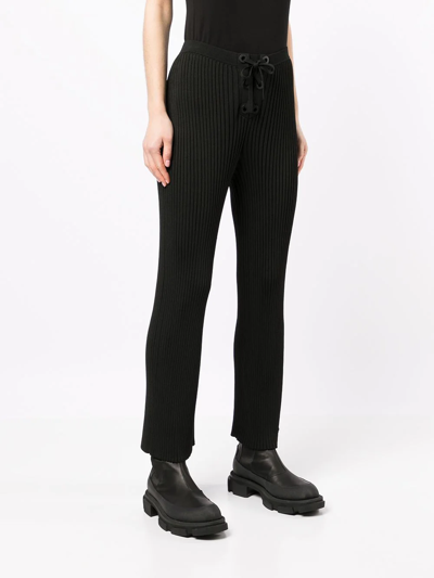 Shop Dion Lee Ribbed Lace-up Trousers In Black