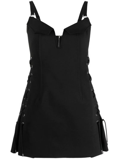 Shop Dion Lee Laced Bonded Mini Dress In Black