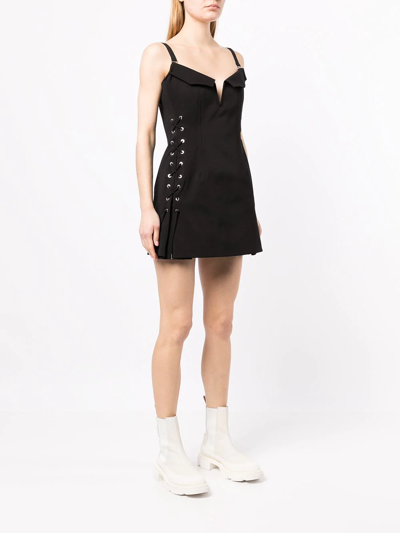 Shop Dion Lee Laced Bonded Mini Dress In Black