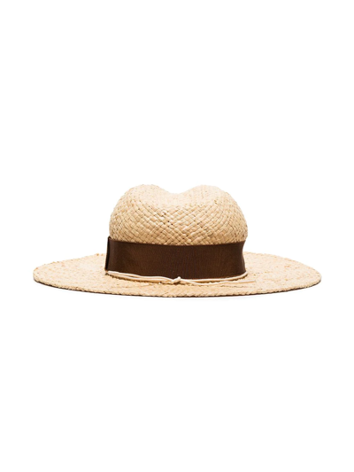 Ruslan Baginskiy Chain-embellished Fedora Straw Hat In Neutrals