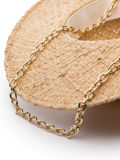 Ruslan Baginskiy Chain-embellished Fedora Straw Hat In Neutrals