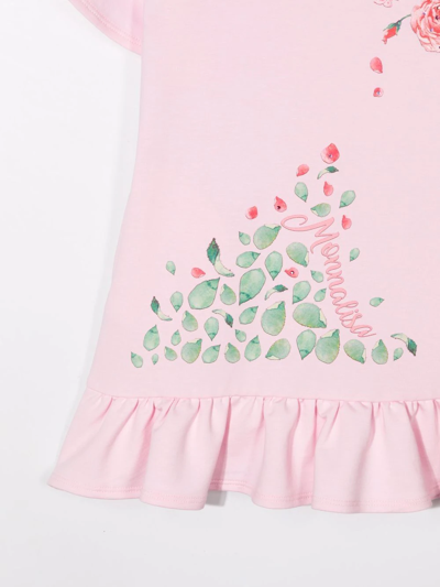 Shop Monnalisa Floral Print Ruffle Dress In Pink