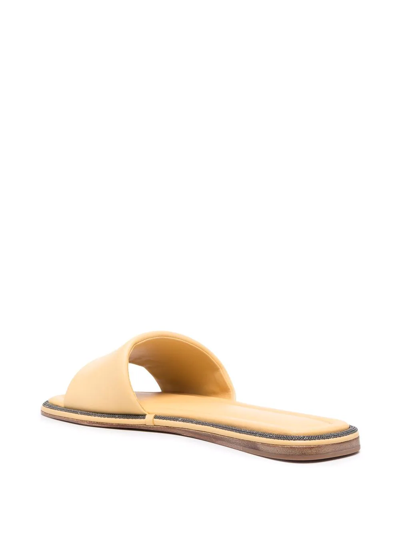 Brunello Cucinelli Bead-embellished Slip-on Sandals In Yellow