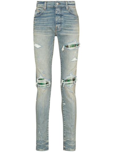Shop Amiri Ripped-finish Skinny Jeans In Neutrals