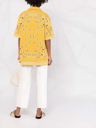 Shop Alanui Bandana-print Piqué Shirt In Yellow