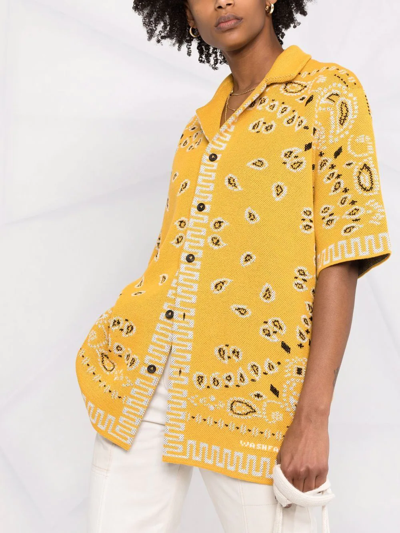 Shop Alanui Bandana-print Piqué Shirt In Yellow