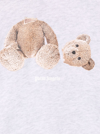 Shop Palm Angels Teddy Bear-print Hoodie In Grey