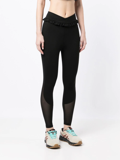 Onefifteen X Beyond The Radar Ruffle-trim Sports Leggings In Black