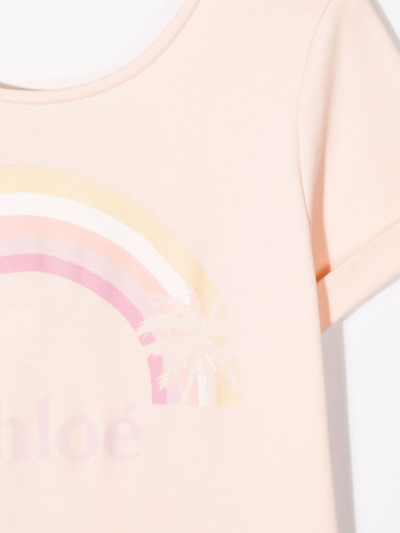 Shop Chloé Logo Print Playsuit In Neutrals