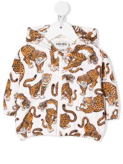 Shop Kenzo Pop Tiger-print Hoodie In Neutrals