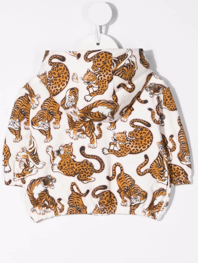 Shop Kenzo Pop Tiger-print Hoodie In Neutrals