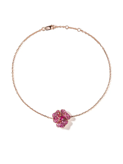 Shop As29 18kt Rose Gold Bloom Sapphire Bracelet In Pink