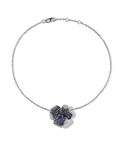 Shop As29 18kt White Gold Bloom Sapphire And Diamond Bracelet In Silver