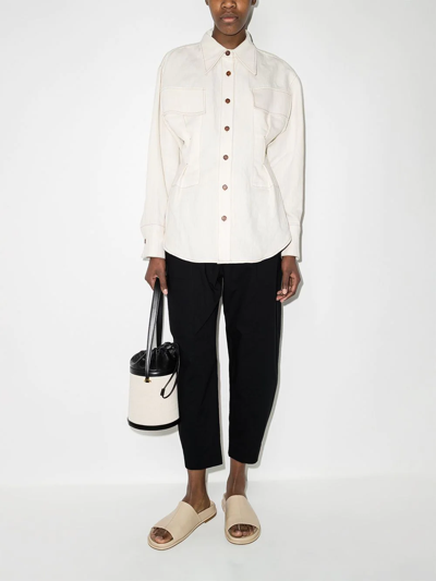 Lee Mathews Drawstring Cropped Cotton Trousers In Black