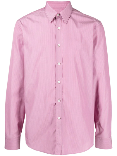 Ferragamo Stripe-print Cotton Shirt In Pink
