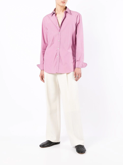 Ferragamo Stripe-print Cotton Shirt In Pink