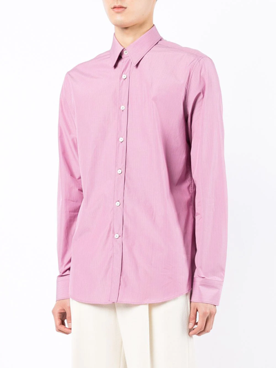 Ferragamo Stripe-print Cotton Shirt In Pink