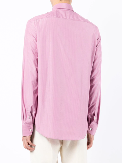 Ferragamo Stripe-print Cotton Shirt In Pink