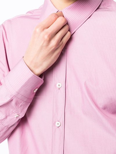 Ferragamo Stripe-print Cotton Shirt In Pink