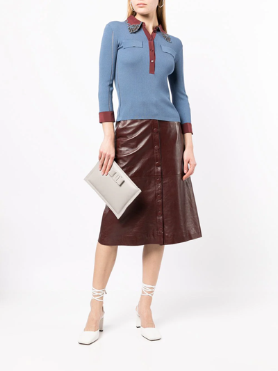 Ferragamo Logo-plaque Clutch Bag In Grey