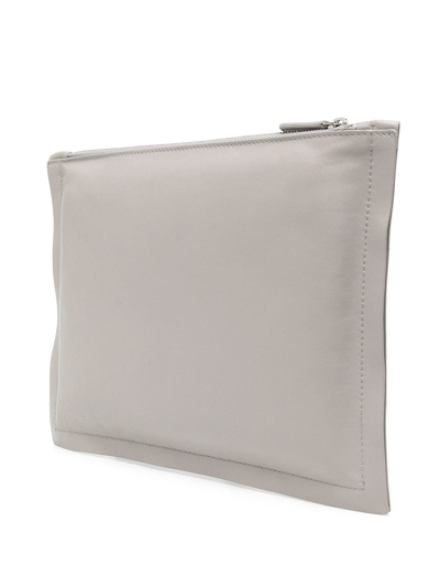Ferragamo Logo-plaque Clutch Bag In Grey