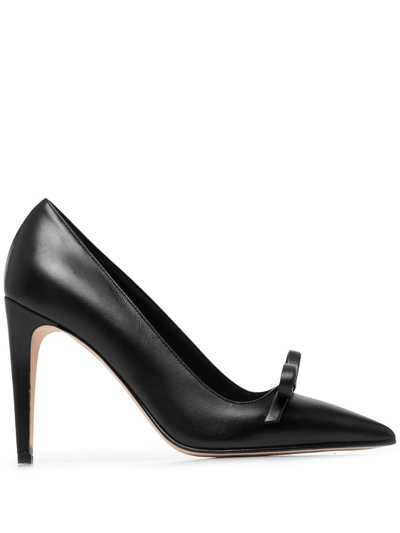 Redv Red (v) Pumps In Smooth Leather With Bow In Black