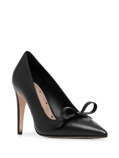 Redv Red (v) Pumps In Smooth Leather With Bow In Black