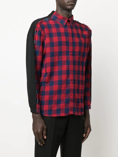 Shop Balenciaga Check-print Panelled Shirt In Black