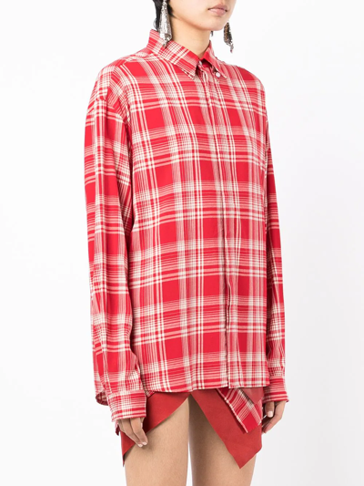 Rta Sierra Plaid Long Sleeve Button-up Shirt In Red