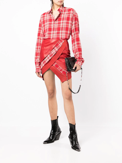 Shop Rta Layered Leather Mini Skirt In Red