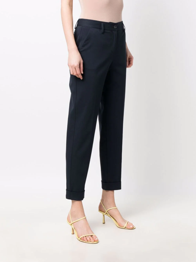 Shop P.a.r.o.s.h Cropped Straight-leg Trousers In Blue
