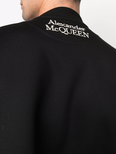 Shop Alexander Mcqueen Zip-detail Logo Bomber Jacket In Black