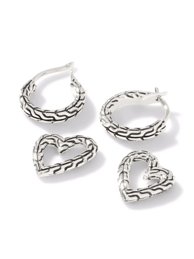 Shop John Hardy Classic Chain Manah Heart Drop Earrings In Silver