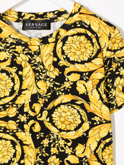Shop Versace Baroque-pattern Print T-shirt In Yellow