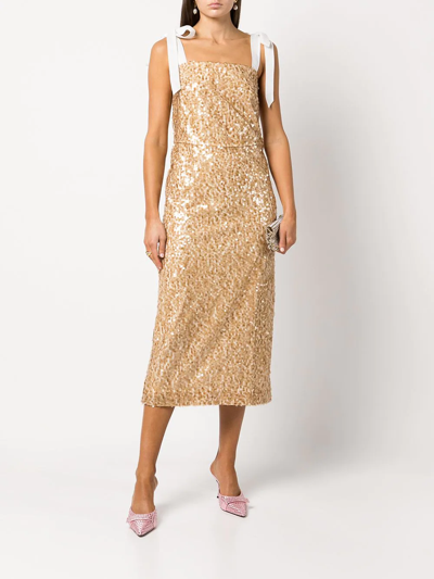 Shop Baruni Embellished Midi Dress In Gold