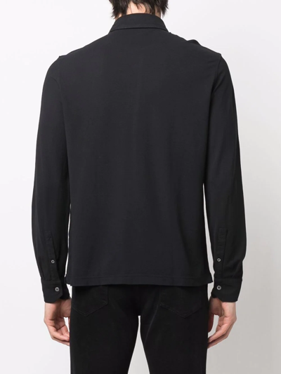 Shop Drumohr Long-sleeve Polo Shirt In Black