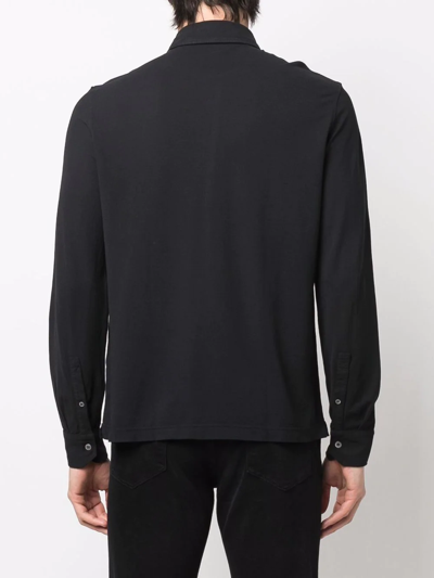 Drumohr Long-sleeved Polo Shirt In Black