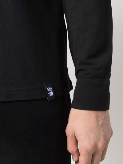 Shop Drumohr Long-sleeve Polo Shirt In Black