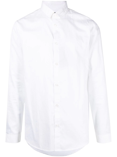 Shop Armani Exchange Logo-print Collared Shirt In White