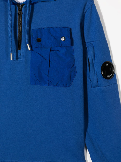 Shop C.p. Company Micro-lens Cotton Hoodie In Blue