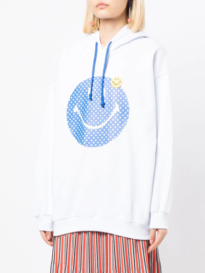 Joshua Sanders Smiley Face Print Hoodie In White