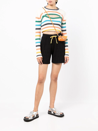 Shop Joshua Sanders Cable-knit Drawstring Shorts In Black