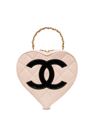 Pre-owned Chanel 1995 Diamond-quilted Cc Heart Handbag In Pink