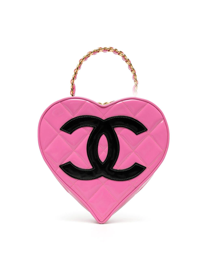 Chanel 1995 Pink Heart Mirror Vanity Case Bag at 1stDibs  chanel pink  vanity case, chanell heart shaped bag, chanel 1995 heart bag