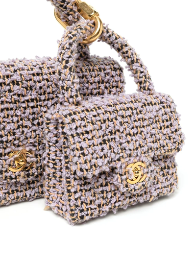 Pre-owned Chanel 1995-1996 Tweed Two-in-one Handbag Set In Purple