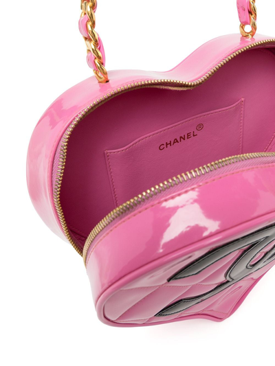 Pre-owned Chanel 1995-1996 Cc Heart-shaped Vanity Bag In Pink