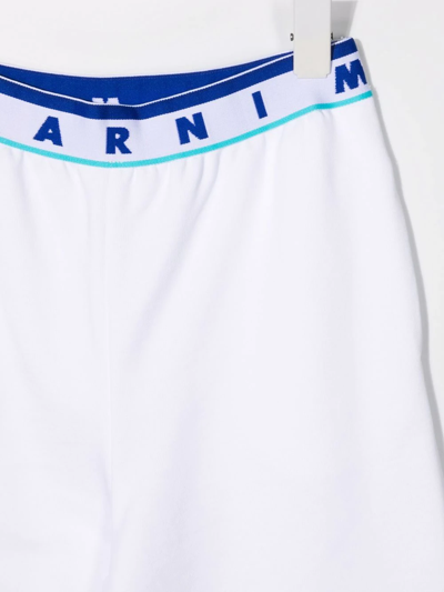 Shop Marni Logo-waist Wide-leg Trousers In White