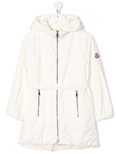 Shop Moncler Zip-up Hooded Coat In White